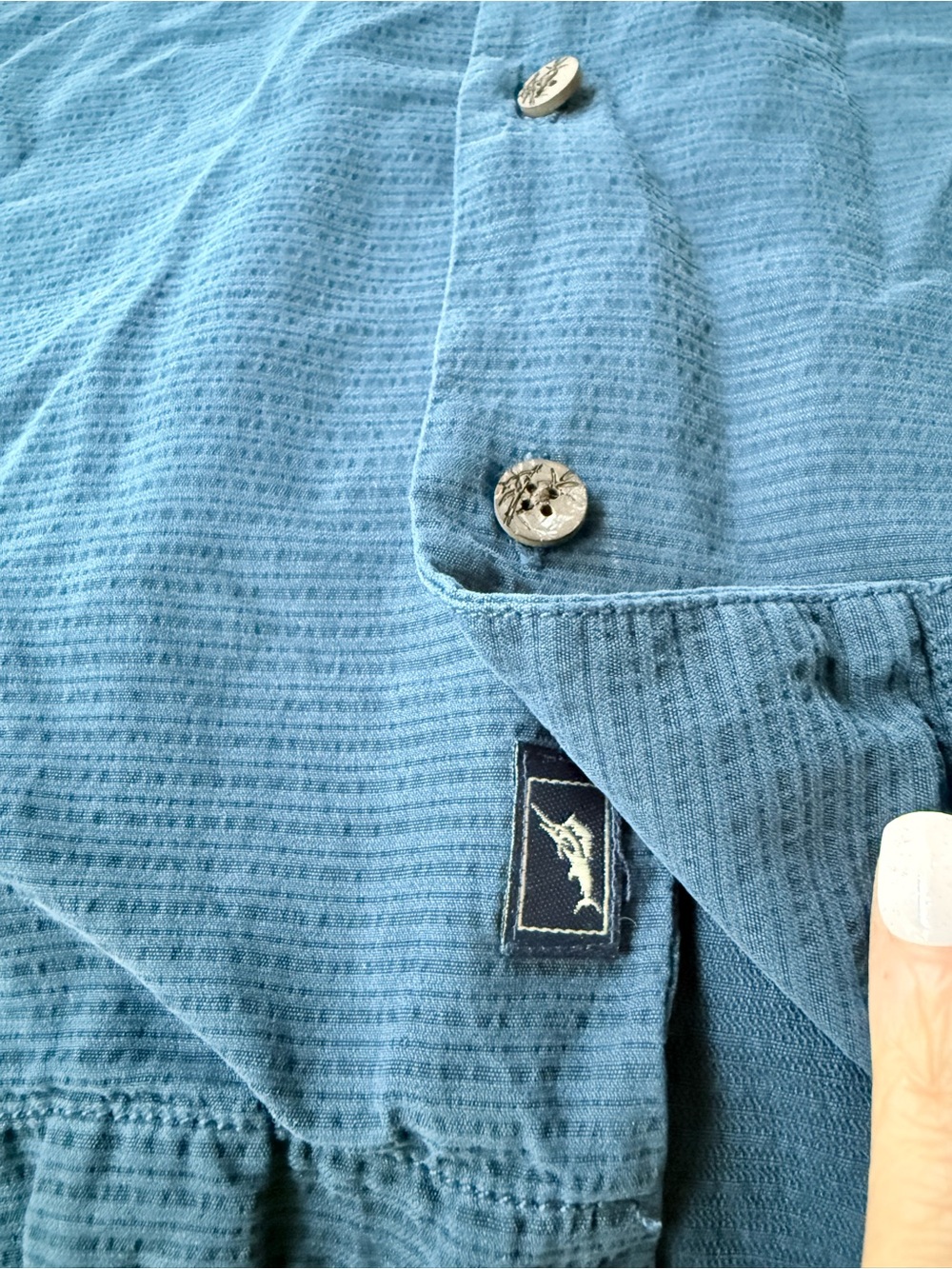 Tommy Bahama Blue silk Textured Casual Button-Down Shirt men’s xl - Picture 8 of 12